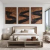 Minimalist Large Wooden Wall Art Modern Bedroom