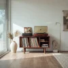 Minimalist Record Cabinet With Four Open Shelves For Interior