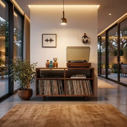 Minimalist Wooden Record Player Cabinet For Home Decor