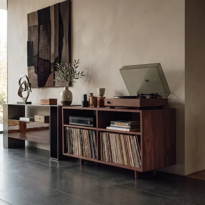 Minimalist Wooden Record Player Cabinet For Home Decor