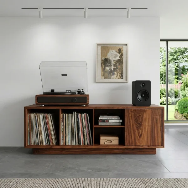Minimalist Wooden Record Player Cabinet For Living Room