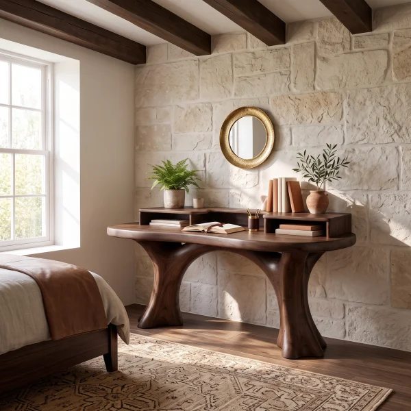 Minimalist Working Desk With Clean Frame And Natural Grain Surface For Office