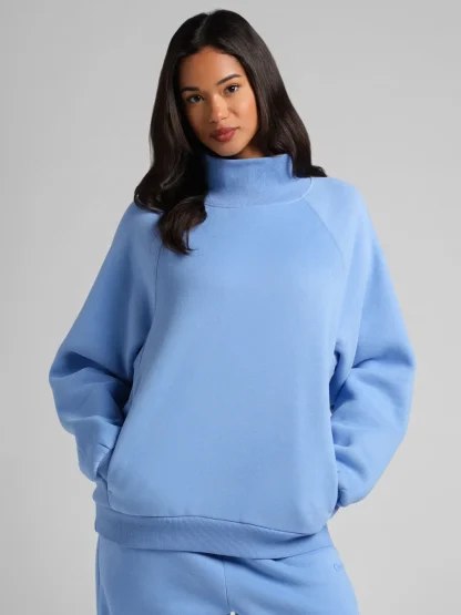 Mock Neck Sweatshirt - Hot Pink