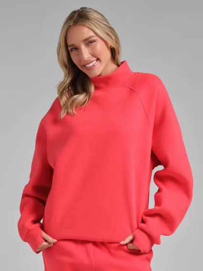 Mock Neck Sweatshirt - Hot Pink