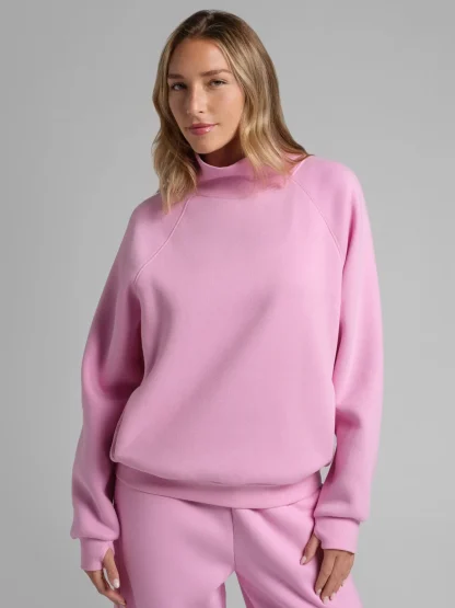 Mock Neck Sweatshirt - Hot Pink