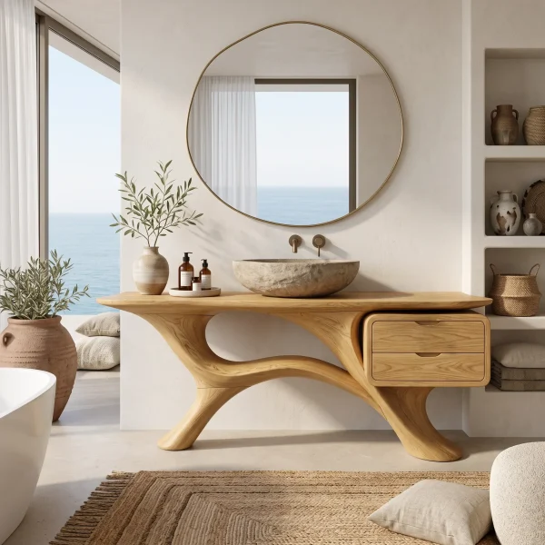 Modern Bathroom Vanity Branch Base With Drawers For Designer Homes