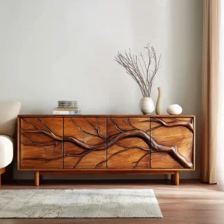 Modern Branch Carved Sideboard For Dining Area