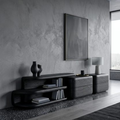 Modern Curved Storage Sideboard For Dining Room