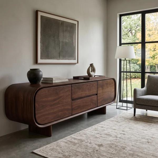 Modern Curved Storage Sideboard For Family Room