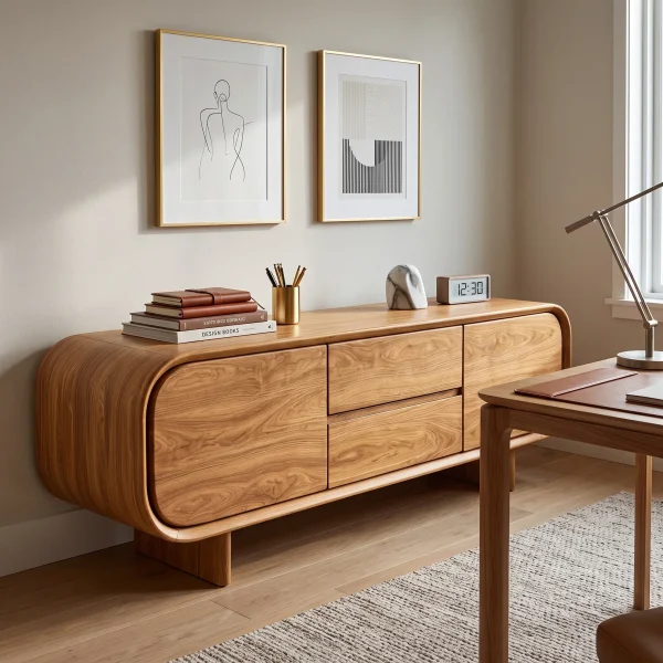Modern Curved Storage Sideboard For Family Room