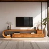 Modern Curved TV Console With Drawer For Living Room