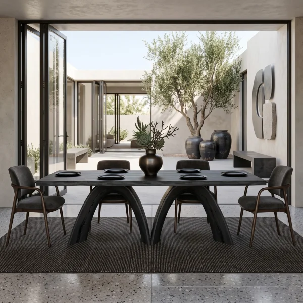 Modern Dining Table With Sculptural Arch Leg For Dining Room