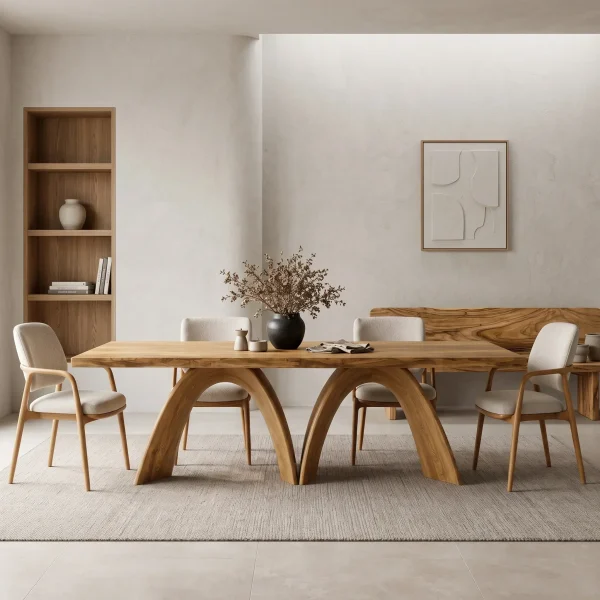 Modern Dining Table With Sculptural Arch Leg For Dining Room