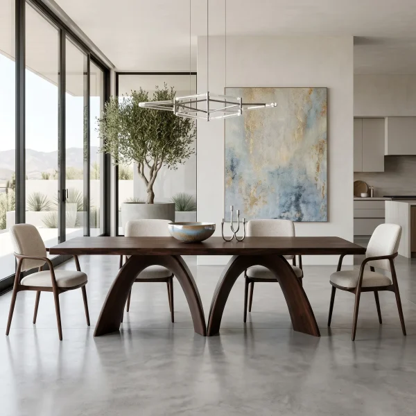 Modern Dining Table With Sculptural Arch Leg For Dining Room