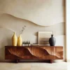 Modern Flowing Carved Sideboard For Living Room