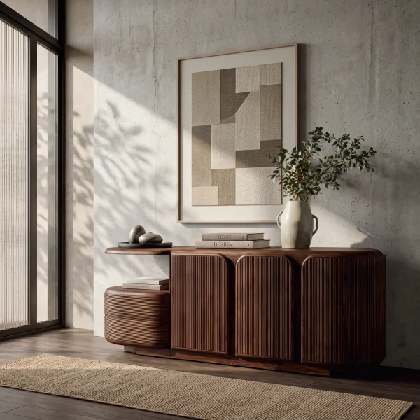 Modern Fluted Cabinet Sideboard For Hallway