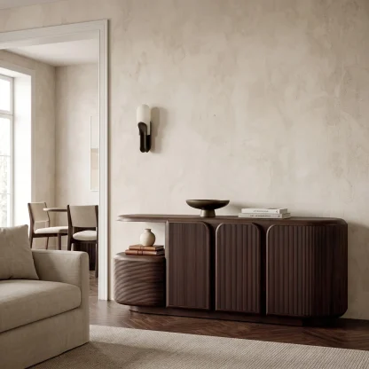 Modern Fluted Cabinet Sideboard For Hallway