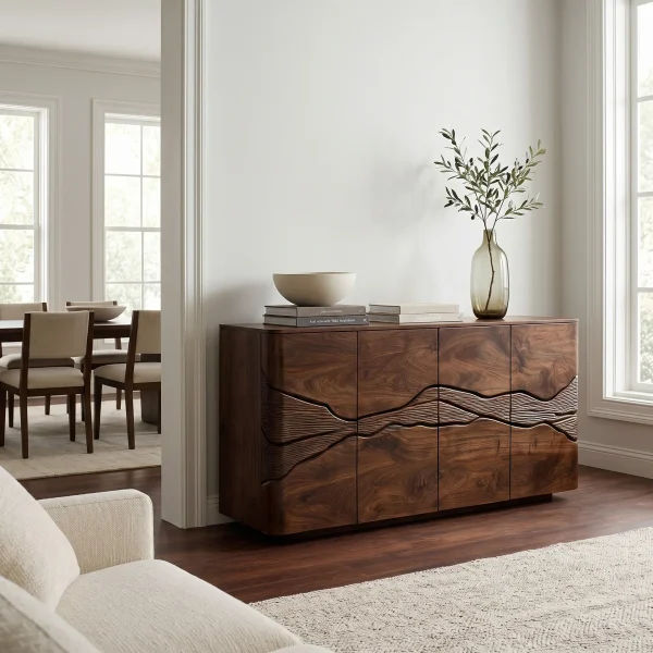 Modern Landscape Carved Sideboard For Dining Area
