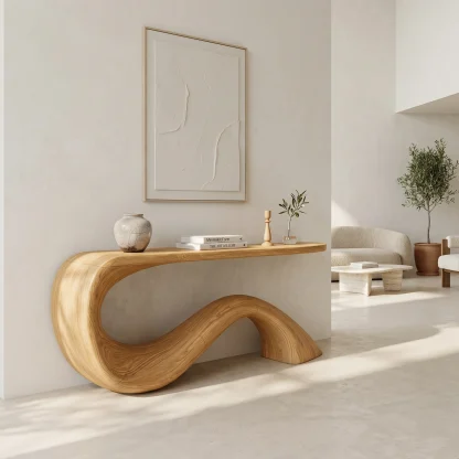 Modern Live Edge Entryway Table Organic Solid Wood For Home Decor