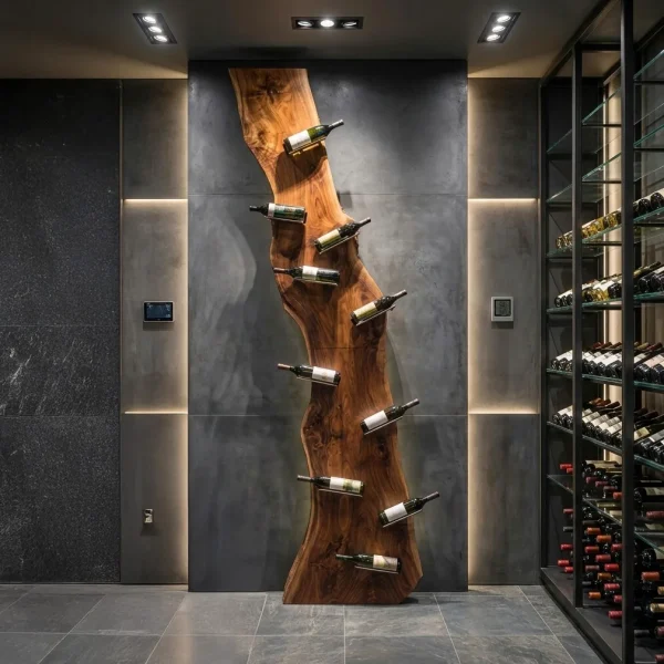 Modern Live Edge Wine Rack For Home Bar