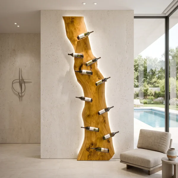 Modern Live Edge Wine Rack For Home Bar