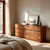 Modern Minimal Wooden Six Drawer Dresser For Bedroom