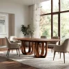 Modern Natural Wood Dining Table Double Loop Base For Dining Room