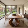 Modern Natural Wood Dining Table Sculptural Base For Dining Room