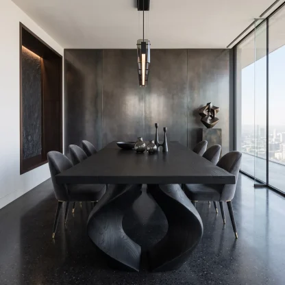 Modern Natural Wood Dining Table Sculptural Base For Dining Room