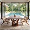 Modern Natural Wood Dining Table Sculptural Frame For Dining Room
