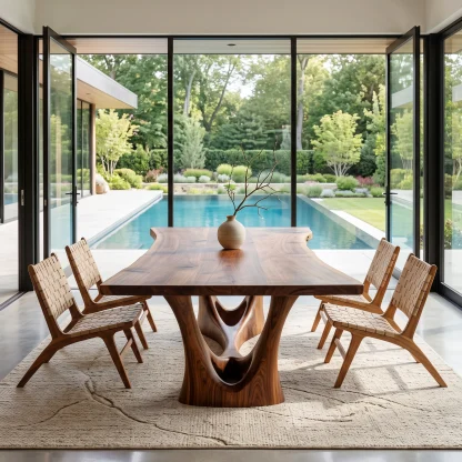 Modern Natural Wood Dining Table Sculptural Frame For Dining Room