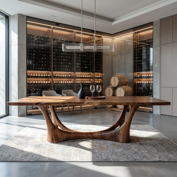Modern Natural Wood Dining Table Sculptural Frame For Dining Room