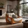 Modern Organic Lounge Seating With Carved Form For Living Room