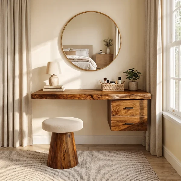 Modern Organic Solid Wood Dressing Table Bedroom Floating