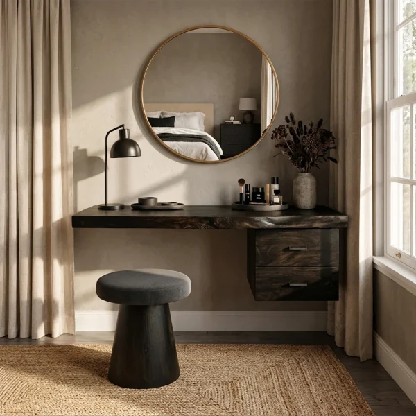 Modern Organic Solid Wood Dressing Table Bedroom Floating