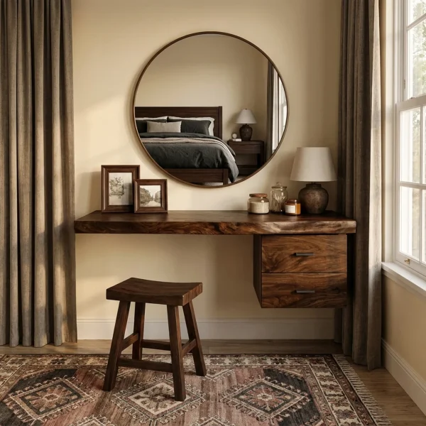 Modern Organic Solid Wood Dressing Table Bedroom Floating