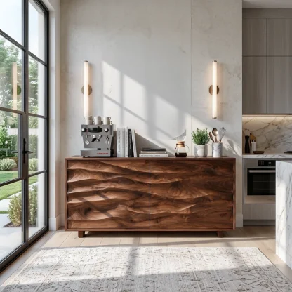 Modern Organic Wave Carved Sideboard For Festive Home Decor
