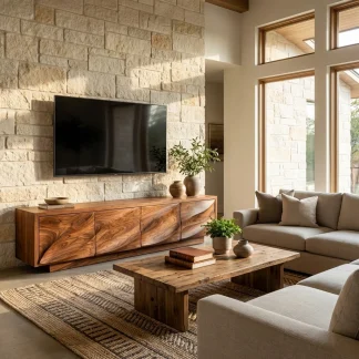 Modern Organic Wood TV Cabinet For Living Room