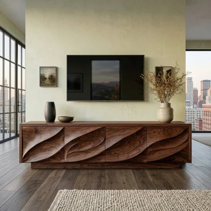 Modern Organic Wood TV Cabinet For Living Room