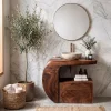 Modern Organic Wooden Bathroom Vanity With Storage Cabinet