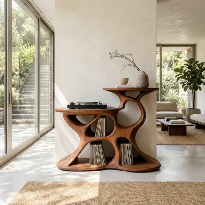 Modern Record Player Cabinet Sculptural Design For Living Room