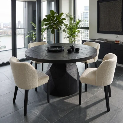 Modern Ribbon Base Round Dining Table For Dining Room
