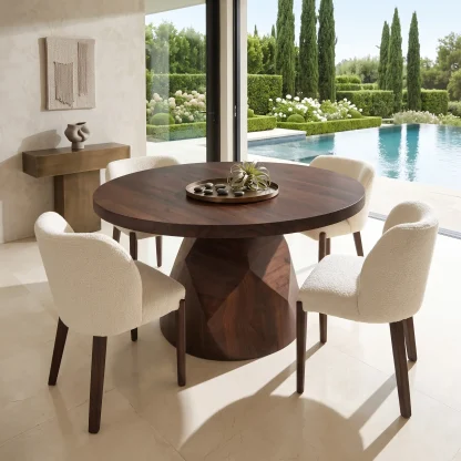 Modern Ribbon Base Round Dining Table For Dining Room