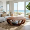 Modern Round Coffee Table With Shelving For Living Room