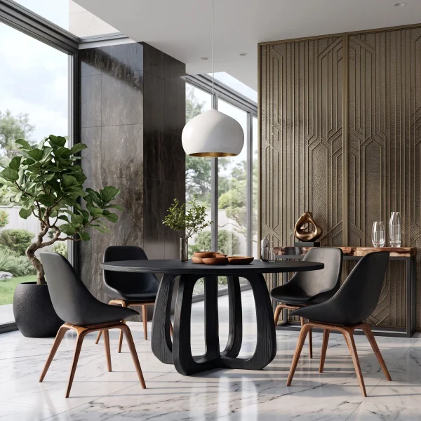 Modern Sculpted Loop Round Dining Table For Dining Room