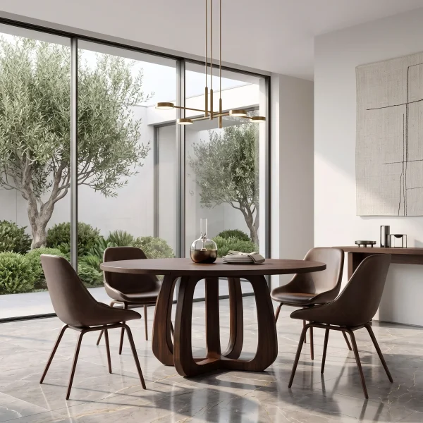 Modern Sculpted Loop Round Dining Table For Dining Room