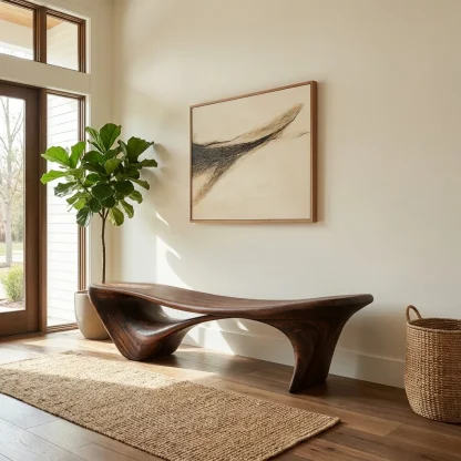 Modern Sculptural Bench For Entryway Or Living Room