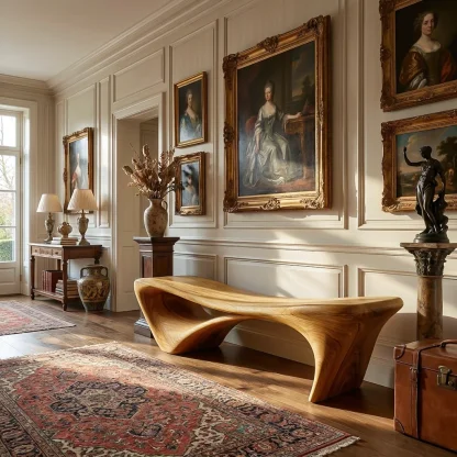 Modern Sculptural Bench For Entryway Or Living Room