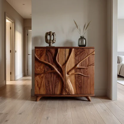 Modern Sculptural Branch Cabinet For Entryway