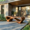 Modern Sculptural Outdoor Bench With Curved Design For Garden